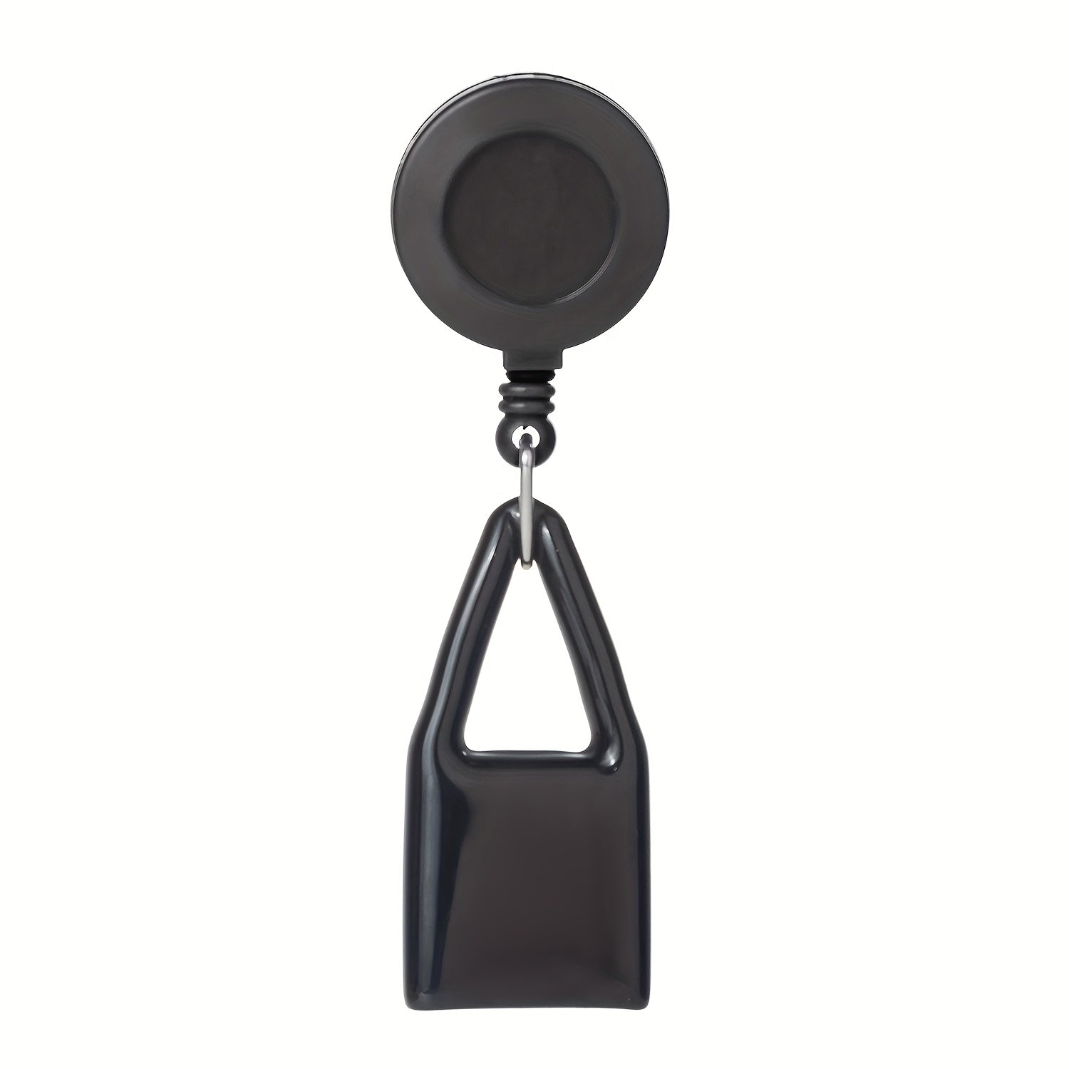 Black light keychain clip with black triangular pouch and metal quick-release ring