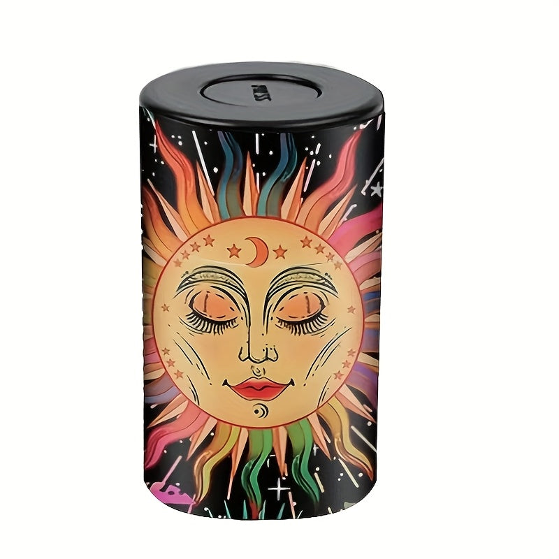 Airtight storage jar with colorful face graphic and “KEEP IT FRESH” lid