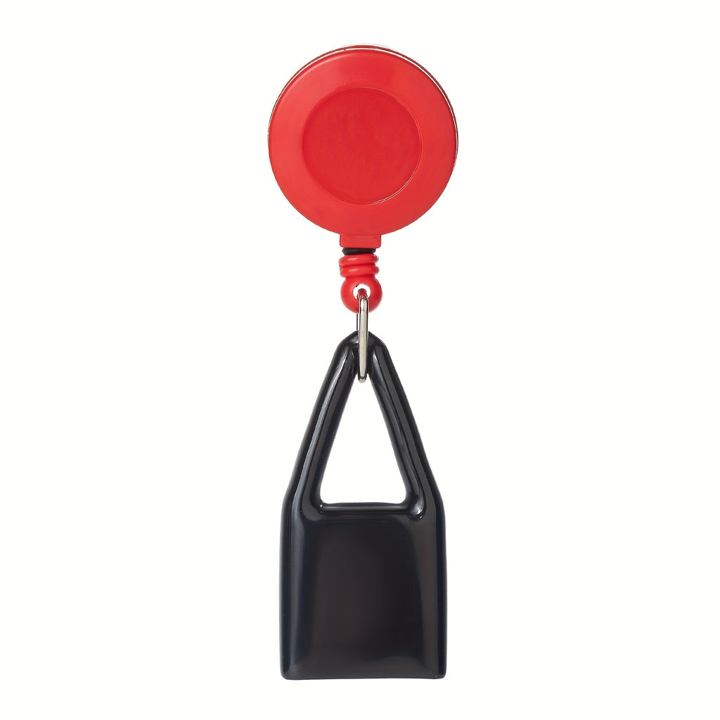 Red light keychain clip with black triangular pouch and red cord quick-release bead