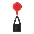 Red light keychain clip with black triangular pouch and red cord quick-release bead