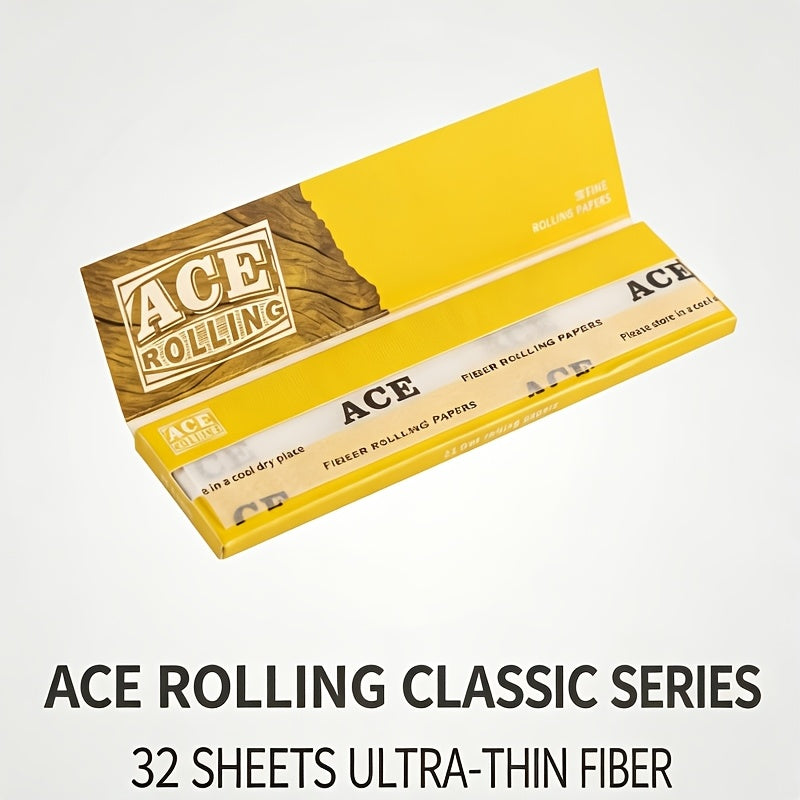 ACE rolling classic series pack, gold wrapper with 32 sheets ultra-thin fiber text