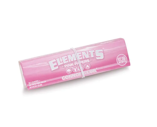 Pink ELEMENTS king-size slim rolling papers and tips pack