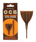 OCB cone loader with poker; plant composite funnel and poker shown in box
