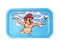 Blue rolling tray with cartoon game character graphic and mushroom design