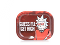 Smoke Arsenal rolling tray with red rim and Rick character graphic, text 'GET HIGH'