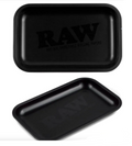 Matte black metal rolling tray, rectangular with raised edges