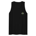 Men's premium black tank top with scoop neck and small chest logo