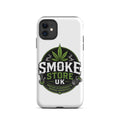 iPhone tough case, white with Smoke Store UK round graphic and camera cutouts