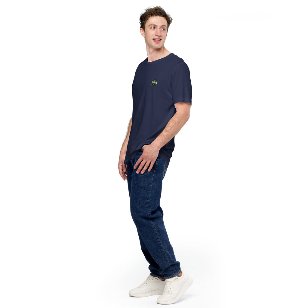Navy unisex T-shirt with small chest Smoke Store UK logo